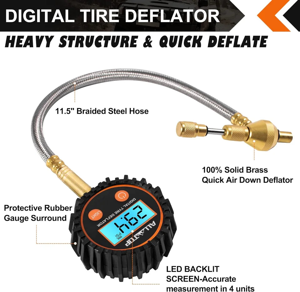 250PSI Digital Tire Pressure Inflator Gauge Aluminum Alloy LCD Tyre Pressure Meter Tyre Pump for Motorcycle Auto Pressure Tester